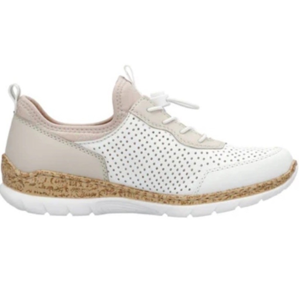 Rieker‎ Antistress Nikita Leather Walking Shoes White Pearl Rose Womens 7 EU 37